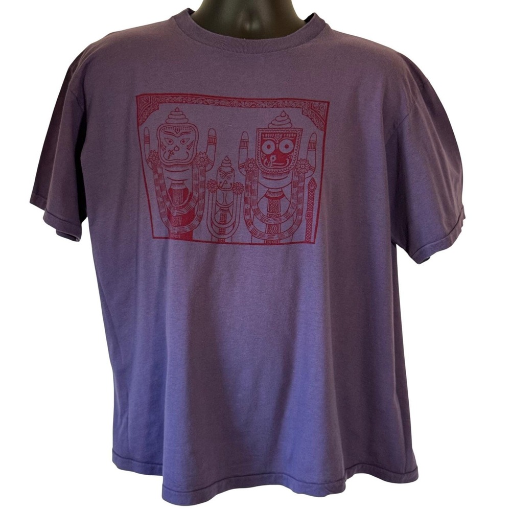 Vintage JH Purple Hare Krishna Jagannath Graphic T-Shirt Single Stitch Large